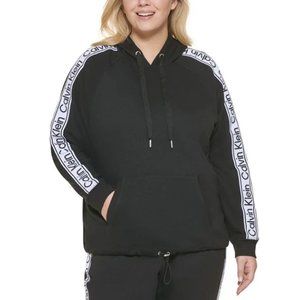 Calvin Klein Performance Plus Size Logo French Terry Hoodie in Black